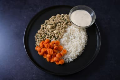 Turkey with feta, rice and carrot