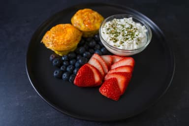 Vegetable cupcake with fruit and cottage cheese