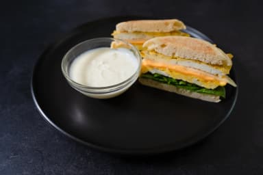 Egg and three cheese muffin sandwich