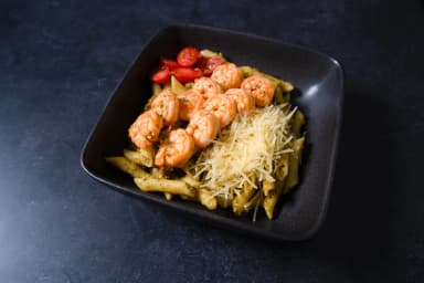 Pesto pasta with shrimp